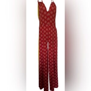 NWT Forever 21 size M Medium Red and White Sleeveless strappy flare jumpsuit